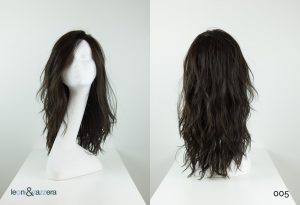 Parrucca naturale con capelli veri lunghi neri mossi